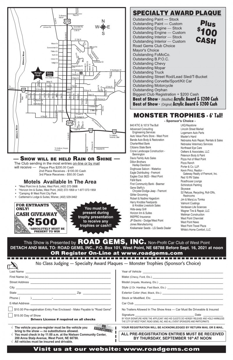 The West Point Car Show Road Gems Car Club